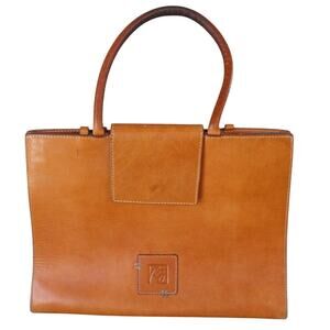 Bridas Cognac Leather Top Handle Satchel Bag Pre-Owned Classic